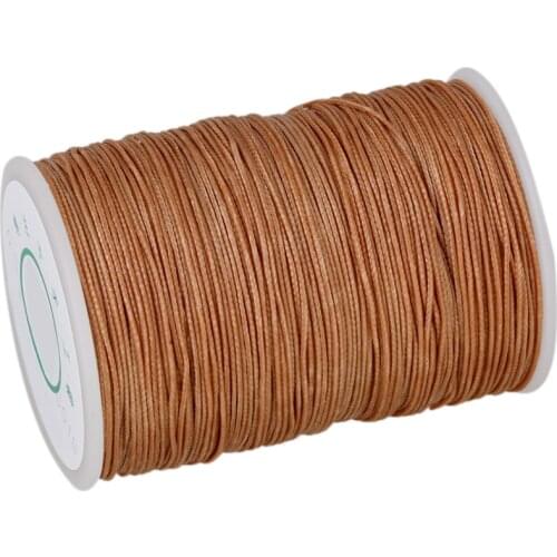 0.5mm Waxed Polyester Round Braided Thread Cord DIY Macrame String Light Brown