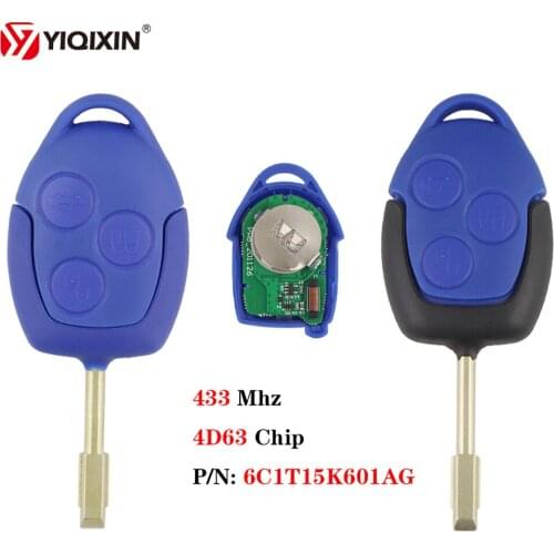 YIQIXIN 433MHz 4D63 Chip Replacement Remote Key Blue For Ford Transit WM VM 2006-2014 Connect Set 6C1T15K601AG 3 Button New Key