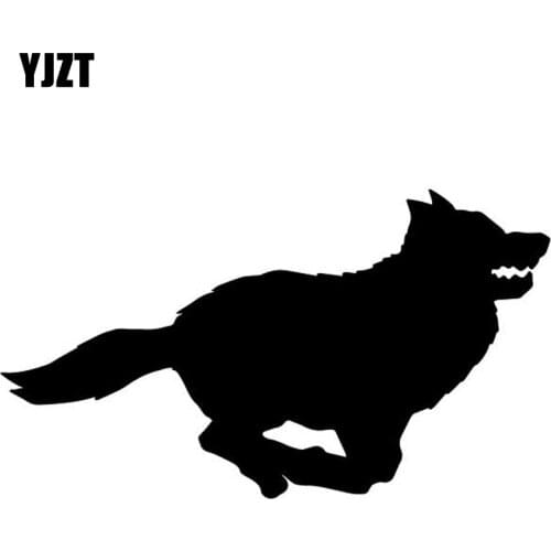 YJZT 15.9CM*8.9CM Running Wolf Car Sticker Pattern Body Of Car Decor Vinyl Decal Black/Silver C4-2668