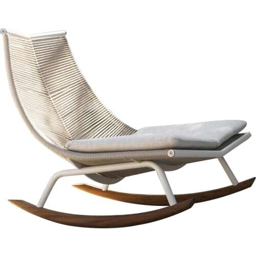 YL Outdoor Sofa Rattan Single Leisure Rattan Chair Sofa Outdoor Balcony Rocking Chair Lazy Recliner