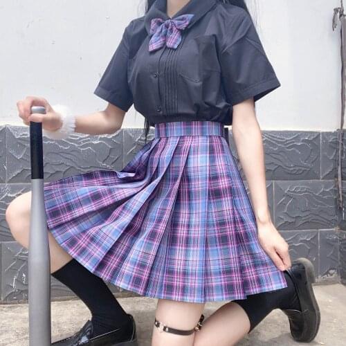 New Women Summer High Waist Pleated Plaid Skirt Korea Harajuku Japanese School Girls Dance Cute Sexy Mini A-line Skirts Cosplay