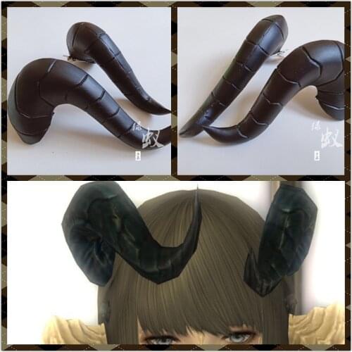 Cool FF14 Final Fantasy XIV Ultimate Weapon Cosplay Horns Head Clip Headwear Hairwear Cosplay Props Accessories Hair Clip
