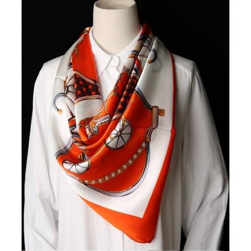 Silk Scarf Women 90*90 cm 100% Natural Silk Square Scarves Wrap Shawls Fashion Ladies Pure Silk scarf Head Luxury Brand