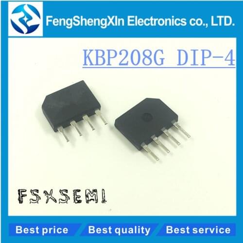 10pcs/lot KBP208G KBP208 DIP-4 2.0A GLASS PASSIVATED SINGLE-PHASE BRIDGE RECTIFIER