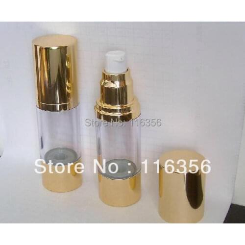 15ML Gold airless plastic bottle with airless pump used for Cosmetic Container
