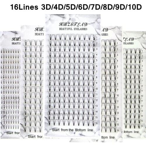 16 Lines 6D/10D Russian Volume Eyelashes Extension Short Stem Pre made Fans C/D/DD curl Mink Lash eyelash Individual Extensions