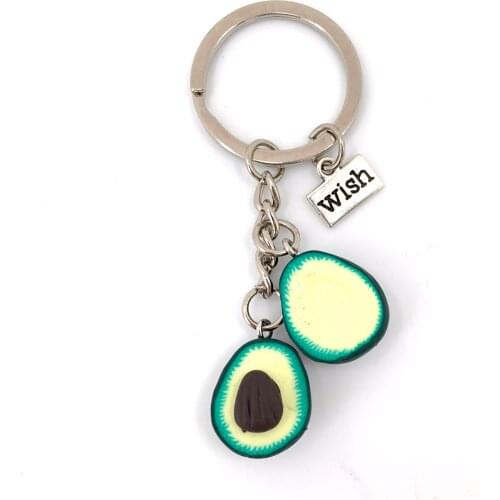 2020 New Simulation Fruit Avocado Best Wish Keychain Key Ring Fashion Pendant Key Holder Jewelry Gift For Women Men