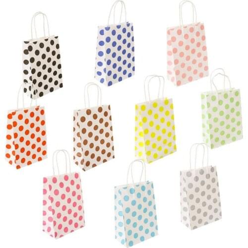 40PCS 21*15*8cm Gift Bag Colorful Dots Gifts Packing Birthday party Baking Cookie Packaging Wedding Favor