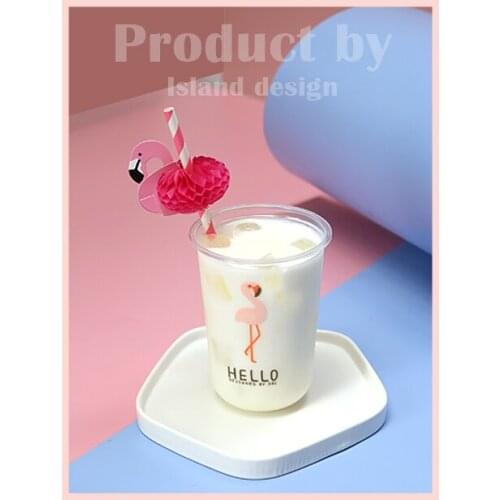 50pcs Net red disposable milk tea cup U shape creative cold drinks plastic cups transparent party favors coffee cup with lid