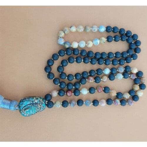 8mm Insane agate 108 Beads Tassel Knotted Necklace Chic Spirituality Pray Handmade Yoga Cuff Buddhism Bless Chakra