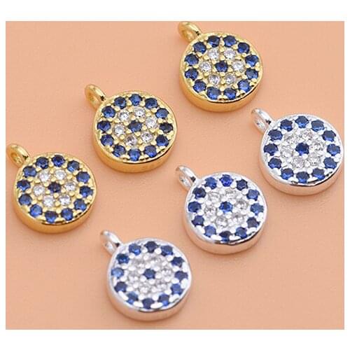 925 sterling silver handmade jewelry accessory micro inlaid zircon blue eye pendant bracelet ring devil eye pendant