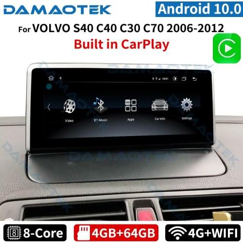 DamaoTek 8.8 inch Android 10.0 car dvd player For VOLVO S40 C40 C30 C70 2006-2012 Headunit android navigation system multimedia