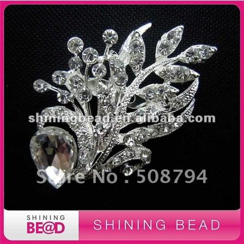 Leaf shape rhinestone brooch for wedding decoration,free shipping,hot fashion jewelry brooch for garment accessory decoartion