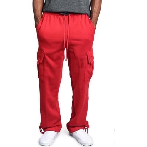 Men Pants Casual Sweatpants Straight Sports Pants Men Clothing Pocket Male Trousers Drawstring Jogger Men Solid Pants