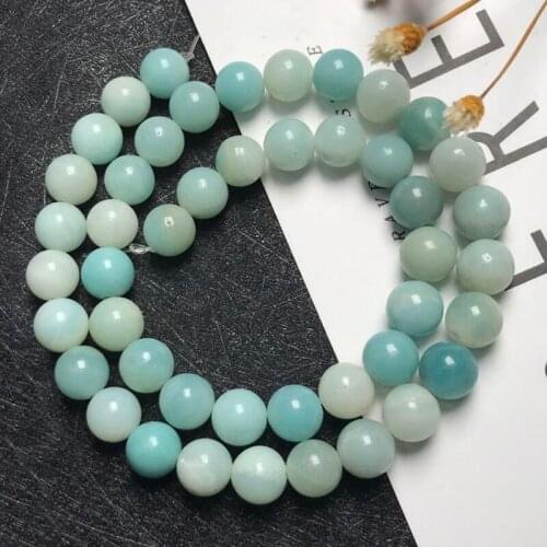 Natural blue amazonite stone beads smooth round perle needlework For Jewelry Making DIY Bracelet Necklace