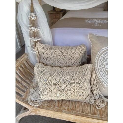 Boho Style Cushion Cover Line With Tassels Cute Circle Moroccan / Hand Made Woven Pillow Case Macrame Home Sofa Decorative Drop