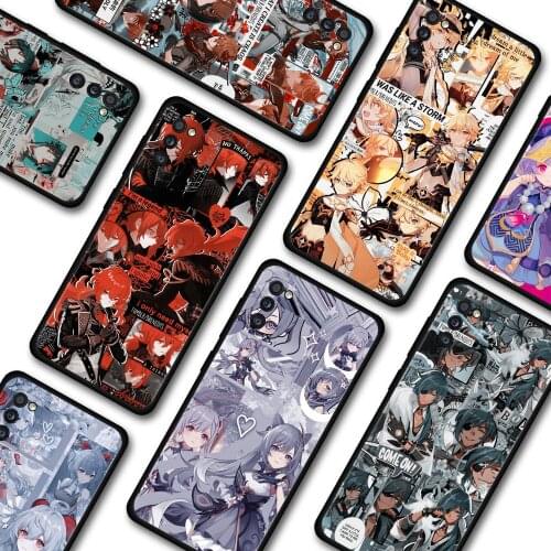 Phone Case For Samsung A70 A90 A80 Caso Black Cover for Galaxy A20 A60 A50 A40 A30 Shell Genshin Impact Anime