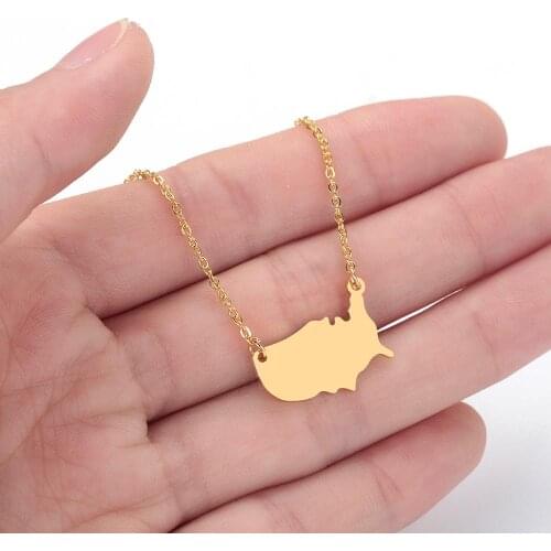CHENGXUN USA Map Pendant Necklace United States Country Symbol Necklace for Women Men Motherland Jewelry for US Friends