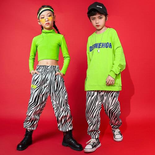 Kids Boys Girls Jazz Hip Hop Dance Stage Show Clothing 2 Pieces Suits Sets T-shirt Pant Children Streetwear Fashion Tees Trouser