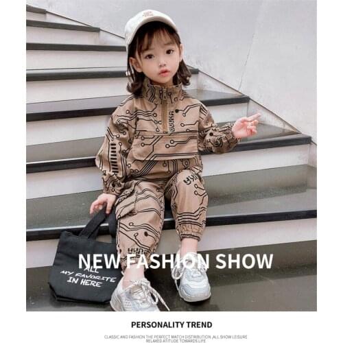 Children swear Girls Children Spring and Autumn Girls BOYS Sports suit Network Net Red Set 2020 New Style Middle and Large