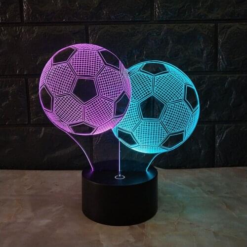 Double Color Football Model 7 Color LED Night Lights for Home Decoration Lamp Amazing Optical Illusion 3D Table Lamp