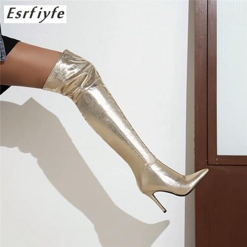 ESRFIYFE 2020 New Women Boots Thin High Heels Boots Women Sexy Over Knee Boots Autumn Winter Ladies Shoes Party Shoes Large Size