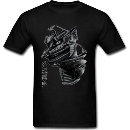 Waterbrushed Robot Villain T Shirt For Man Black T-shirt 100% Cotton Clothing Cool Tops Hip Hop Tshirt Punk Tees