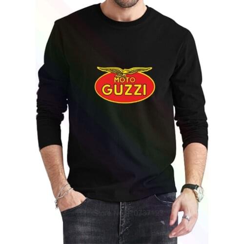 MOTO GUZZI Motorcycles Polo Logo Classic Black T-Shirt 2021 Newest Summer Mens Long Sleeve Popular Tees Shirt Tops Novel Unisex
