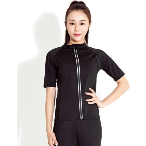 Womens Lightweight Full Zip Yoga Jacket Sauna Sweat Suit with Zipper Short/Long Sleeve Running Sports Workout Suit Loss Weight