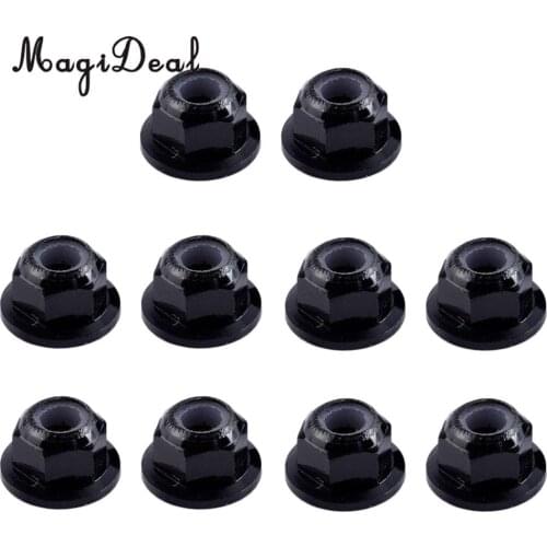 MagiDeal 10Pcs/Lot Steel M4 4mm 1/10 RC Vehicle Fastener Nuts Wheel Tires Acce for HPI HSP Hobao ZD Racing Cars Parts 5x10mm