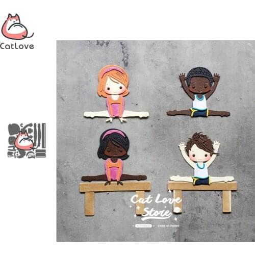 Catlove Gymnastics Boy Girl Metal Cutting Dies Scrapbooking Mold Stencil Die Cuts Card Making Craft Embossing New Dies For 2020
