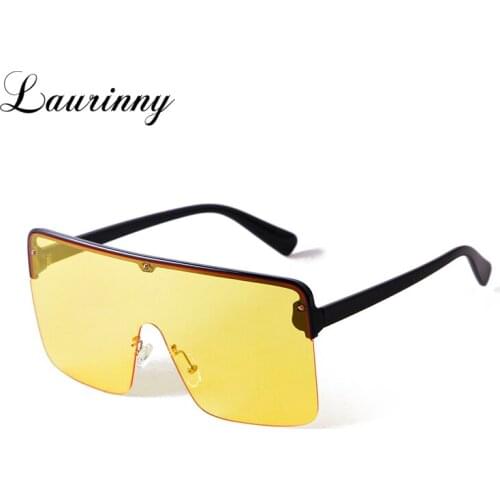 2021 New Oversized Half Frame Women Sunglasses Fashion Square One Piece Flat Top Unique Sun Glasses Trendy Shades Female UV400