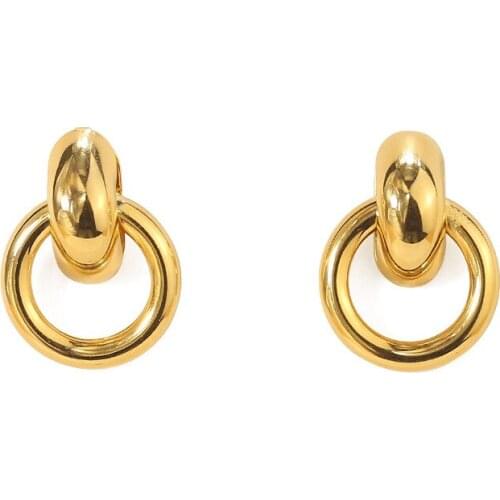 New Vintage Golden Color Hoop Earrings Geometric Earrings for Women 2020 Stud Earring Making Supplies