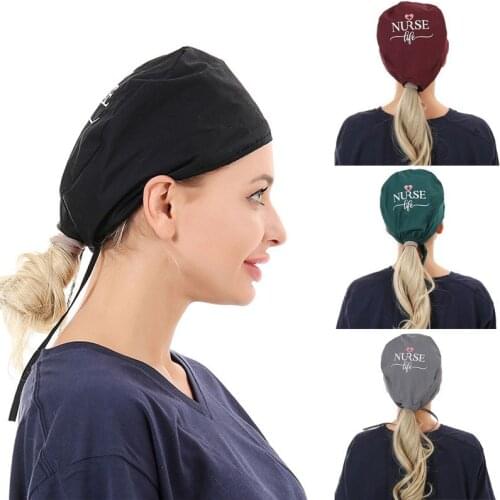 New Scrub Nurse Hat Sanitary Cap Letters Printing Nursing Caps Beauty Salon Scrub Cap Lab Work Fashion Hat