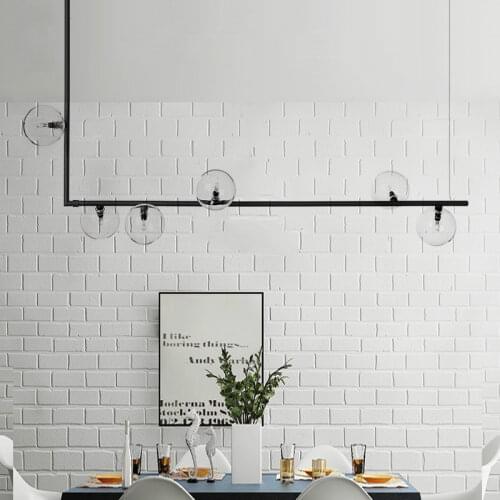 Dining Room Horizontal Led G9 Pendant Lights Black Gold Metal Glass Globes Led Pendant Lamp Adjustable Suspend Lamp Drop Light