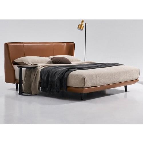 Luxury Gneuine Leather Bed Modern King Size Bed Master Bed with Storage Function