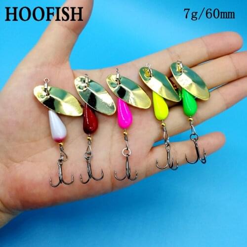 HOOFISH 5PCS/Lot New Rotating Spinner Fishing Lure 7g/3.2g Artificial Baits Wobblers CrankBaits Jig Sequin Lure Fishing Tackle
