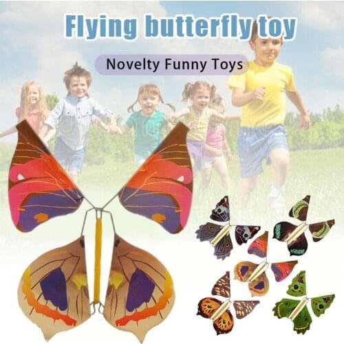 Magic Flying Wind Up Butterfly Toy Birthday Greeting Pranks Toys Props Wedding Flying Cards Childrens Butterflies Magic T1C9