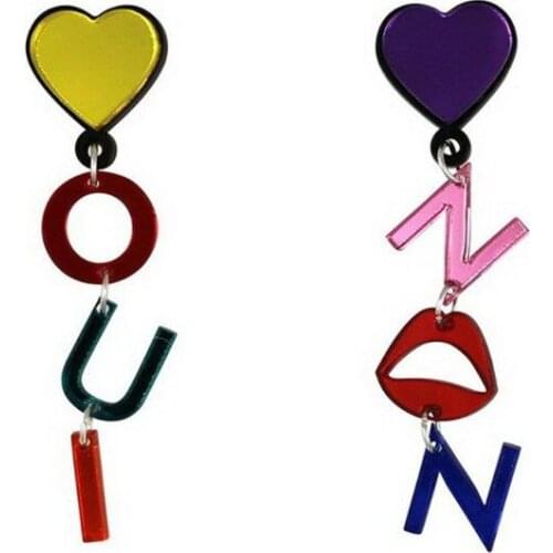 40GB Funny Colorful Acrylic Funny Drop Earrings English Letter Let us Dance Girl Gang Dangle Earrings Women Fashion Jewelry