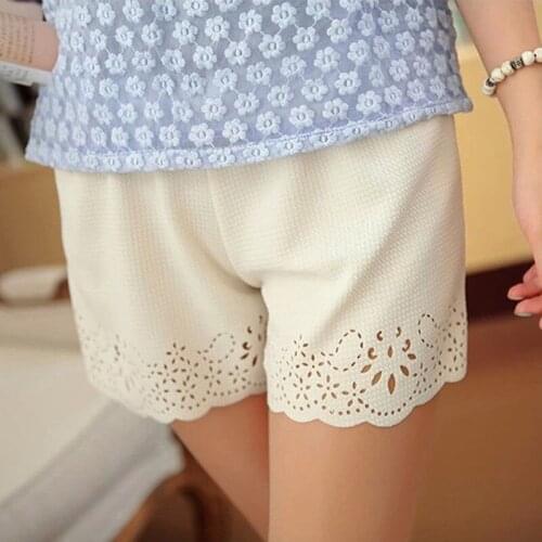 Women Ladies High Waist Casual Shorts 2019 Summer New Arrival Hollow Out Sexy Beach Holiday Shorts White/Black Summer Mini Pants