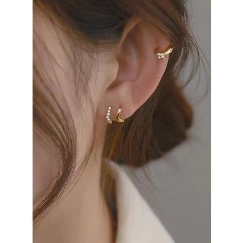 925 sterling silver jewelry simple ear buckle new trendy sleep without removing small ear bone stud ring for women 2021