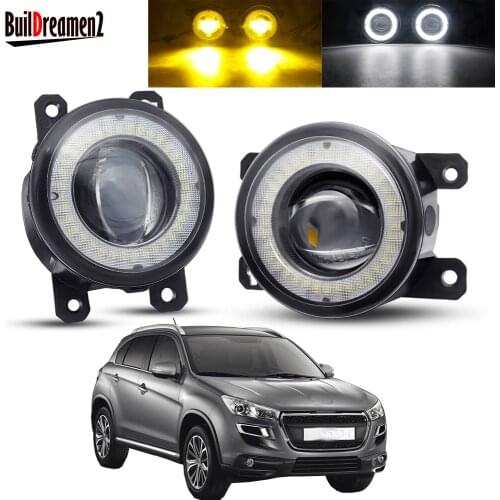 2 X Angel Eye Fog Light Assembly For Peugeot 4008 2012-2017 Car Front Bumper LED Lens DRL Fog Daytime Running Lamp 30W H11 12V