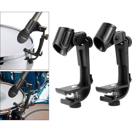 2Pcs Adjustable Snare and Tom Drum Microphone Mounting Clamp Mic Mount Clips Holder Drum Hoop Rim Mount Shock Mount Gear Studio