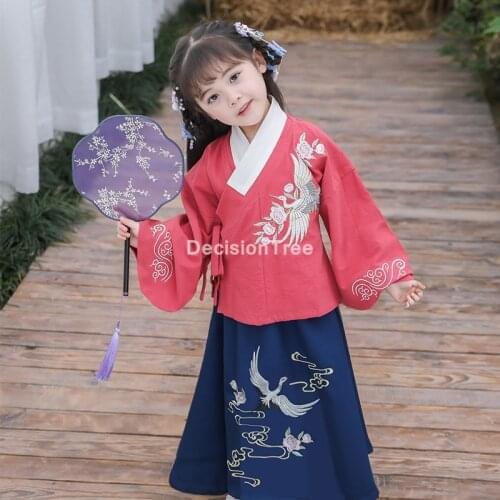 2021 hanfu costume chinese style kids tang suit chinese ancient and traditional clothes girls hanfu dress folk dance clothing