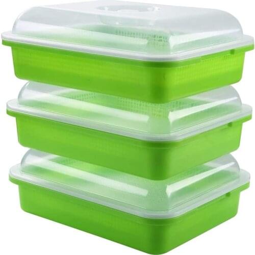 3-Pack Seed Sprouter Tray Soil-Free Big Capacity Healthy Wheatgrass Grower Sprouting Container Kit with Lid