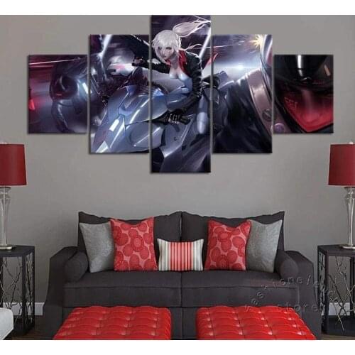 5 Piece Wall Art Canvas Anime Figure Modular Pictures Sexy Girl Posters And Prints Modern Home Living Room Decoration Paintings