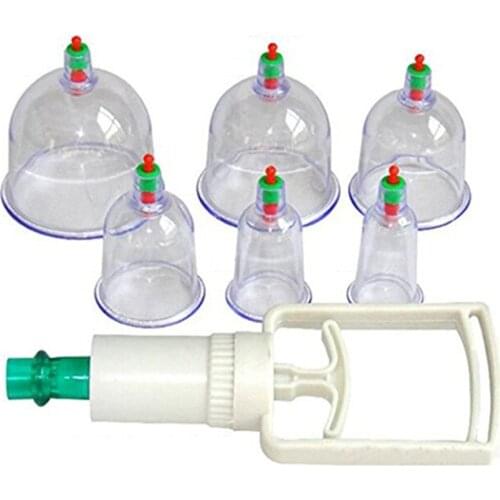 6 Cups Vacuum Cupping Set Aspirating Cupping Cans Acupuncture Massage Suction Cup Chinese Medical Massage Therapy Kit