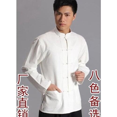 8 Colors 100% Cotton Spring Handmade Buckle Tang Suit Martial Arts Shirts