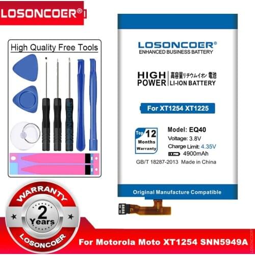 LOSONCOER 4900mAh EQ40 Battery for Motorola Moto Droid Turbo XT1254 XT1225 SNN5949A Battery