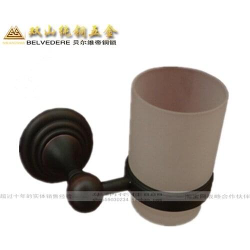 US Double Mountain Bellevue Dili Western-style antique copper bathroom accessories towel rack Beijia black / Cups